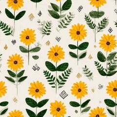 Vasant Panchami Seamless Floral Pattern