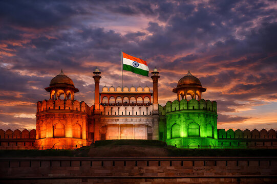 Red Fort in Delhi Representing Republic Day and Independence Day of India