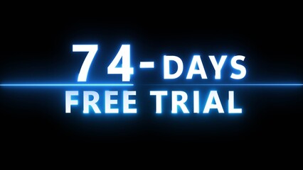 Obraz premium Glowing neon countdown illustration number on black background. Neon 74 countdown text number.