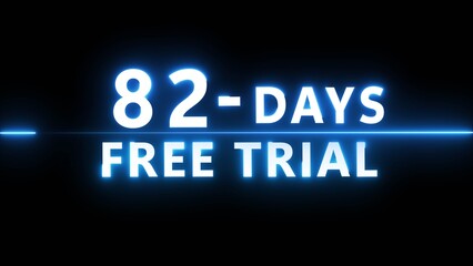 Obraz premium Glowing neon countdown illustration number on black background. Neon 82 countdown text number.