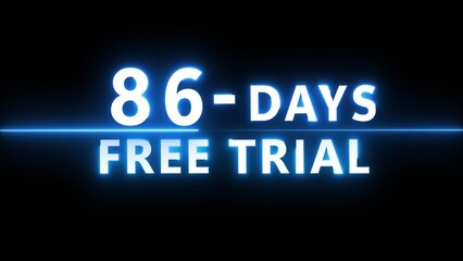 Obraz premium Glowing neon countdown illustration number on black background. Neon 86 countdown text number.