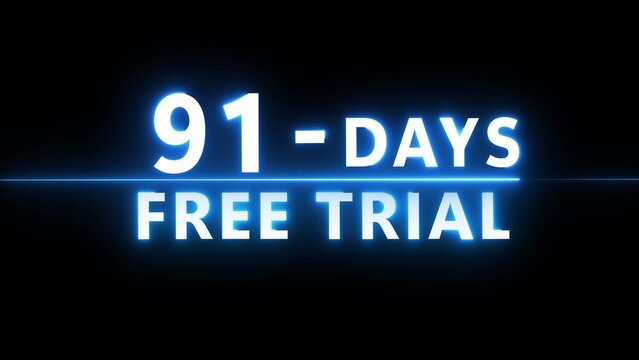 Glowing neon countdown illustration number on black background. Neon 91 countdown text number.