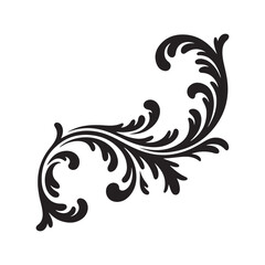 Elegant Floral Swirl Ornament Black Silhouette Decorative Element