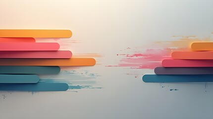 Vibrant stacked shapes in modern abstract art design