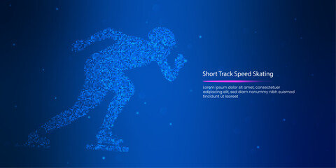 Short Track Speed Skating technology tech blue background Tech Blue Background. Artificial Intelligence Agent or Assistant Concept. Vector Digital Illustration.