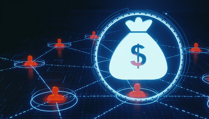 Digital Wealth: A conceptual image illustrating online finance, investment and financial networks. A digital illustration of the interconnectedness of wealth.