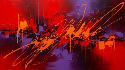 Large Scale Abstract Painting with Red Orange and Purple Gradients