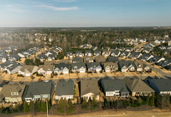 Aerial view of a new housing development in Holly Springs , Wake County, North Carolina