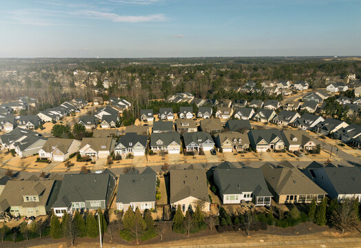 Aerial view of a new housing development in Holly Springs , Wake County, North Carolina