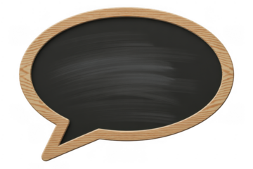 Wooden speech bubble with blackboard wooden frame empty speech bubble isolated on a transparent background