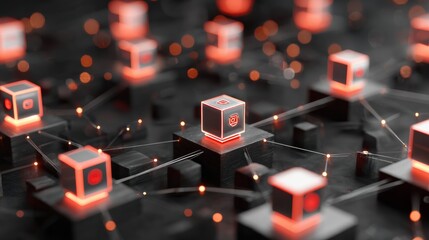 Contract System Background Shows Structured Abstract Layers With Interconnected Elements in a Digital Space