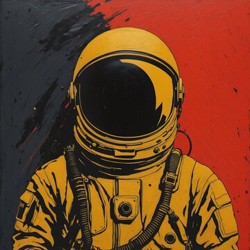 Abstract Expressionist  Astronaut With Space Helmet