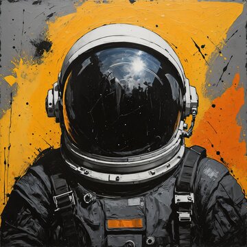 Abstract Expressionist  Astronaut With Space Helmet