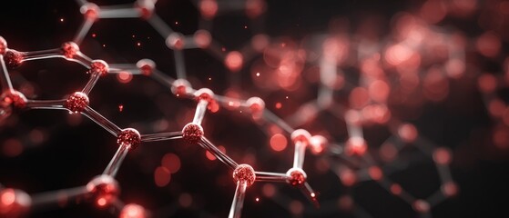 Abstract red molecular structure with glowing bonds