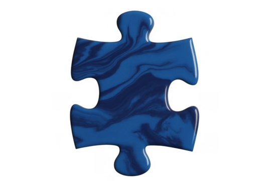 Blue puzzle piece shiny smooth isolated on a transparent background - Powered by Adobe