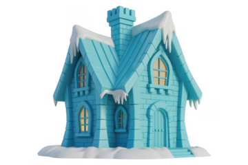 Blue Snowy House Decoration roof isolated on a transparent background