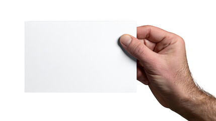 hand holding a blank white paper sheet