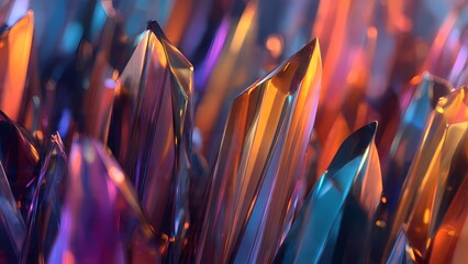 Dark Purple And Orange Sharp Crystalline Structures Background Illustration Design