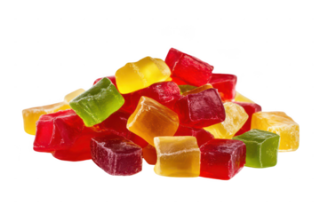 pile of colorful gummy candies isolated on a white background