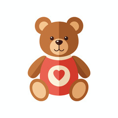 Obraz premium A brown bear in a red shirt with a white heart, sitting on a white background