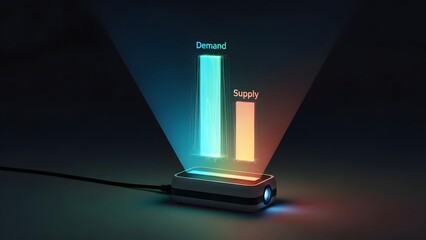 Holographic Projection of Demand and Supply Bar Chart