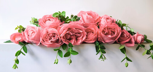 Bouquet of red roses on the table