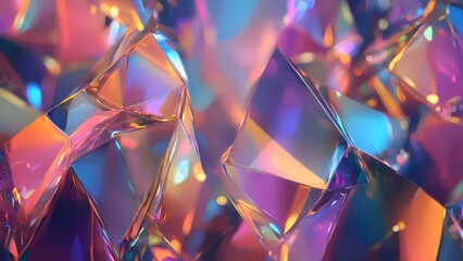 Warm Golden And Pink Iridescent Crystalline Forms Creating Abstract Background