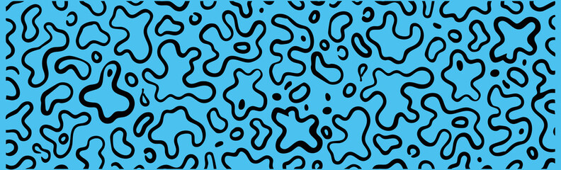 Seamless Blue Abstract Amoeba Shape Pattern with Bold Lines