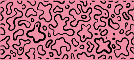 Seamless Soft Pink Abstract Amoeba Shape Pattern with Bold Lines