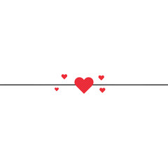 Minimalist Design with Large Red Heart Centered on Horizontal Line and Smaller Red Hearts Scattered