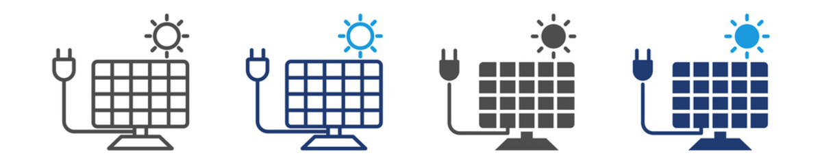 solar power icon set multiple style