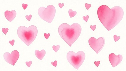 Watercolor Pink Hearts Pattern for Valentine's Day