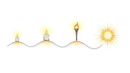 Concept of Light and Warmth with Flickering Candles and Sun