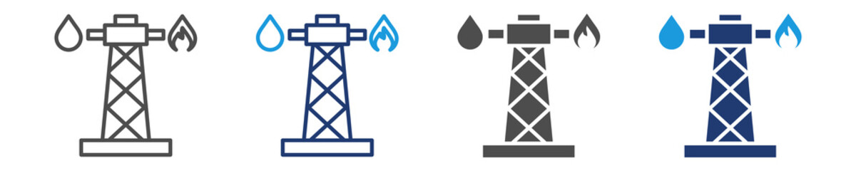 oil and gas industry icon set multiple style