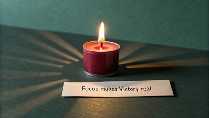 A burning candle with a bright flame and radiating shadows