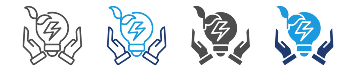 energy conservation icon set multiple style