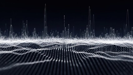 Abstract digital sound waves illustration against dark background