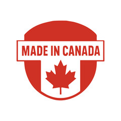 Canada maple leaf badge made in canada symbol design. Canadian maple leaf emblem authentic made in canada mark.