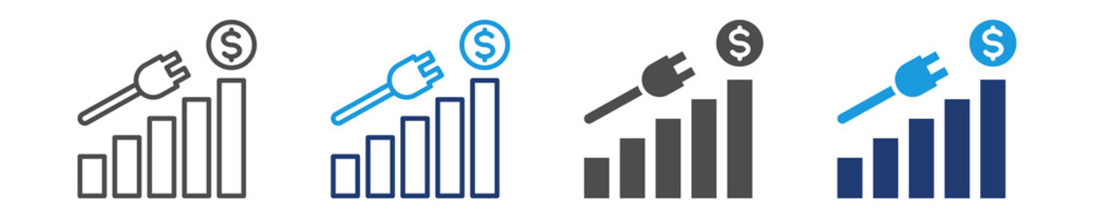 energy economist icon set multiple style