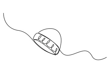 Continuous one line drawing of beanie hat for winter warm concept
