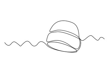 Continuous one line drawing of beanie hat for winter warm concept
