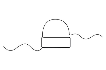 Continuous one line drawing of beanie hat for winter warm concept
