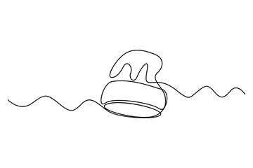 Continuous one line drawing of beanie hat for winter warm concept
