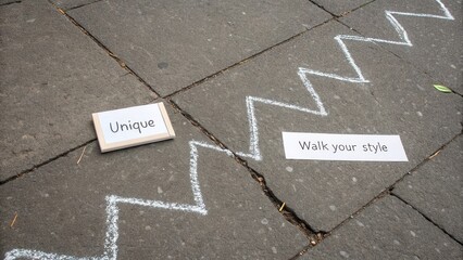 Chalk Zigzag Path with Unique Sign and Walk Your Message