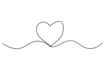 Continuous one line heart with heartbeat symbol for health concept
