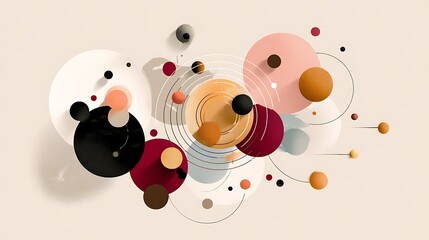 A vibrant and dynamic abstract illustration of colorful spheres and circles in various sizes and colors.