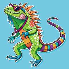 Fototapeta premium Cute iguana icon for festival and carnival