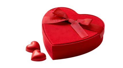 Heart shaped box with ribbon and chocolates great for valentine's day or special romantic occasion isolated on transparent background for design
