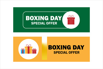 Black and Yellow Boxing Day Special Offer Sale Banners with Gift Box Graphics