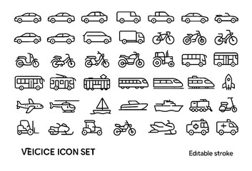 Vehicle Line Editable Icon Set